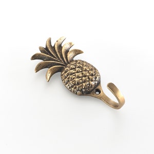 Tropical pineapple wall door hooks. Sold in singles. Brass towel clothes hooks that are perfect for bathroom or bedroom decor projects image 5