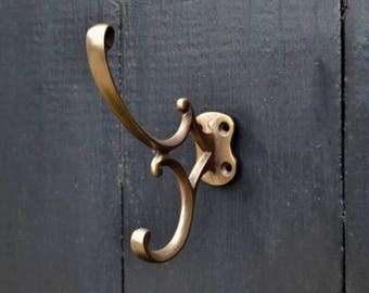 Brass wall hooks. Vintage retro style. hallway hooks pegs. Wall door hooks. Bathroom hooks. Coat racks rails. Brass.