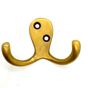 Solid brass wall hooks. Ideal for small spaces to hang coats, clothes and towels. Supplied with fixings. Great bathroom decor hooks image 5