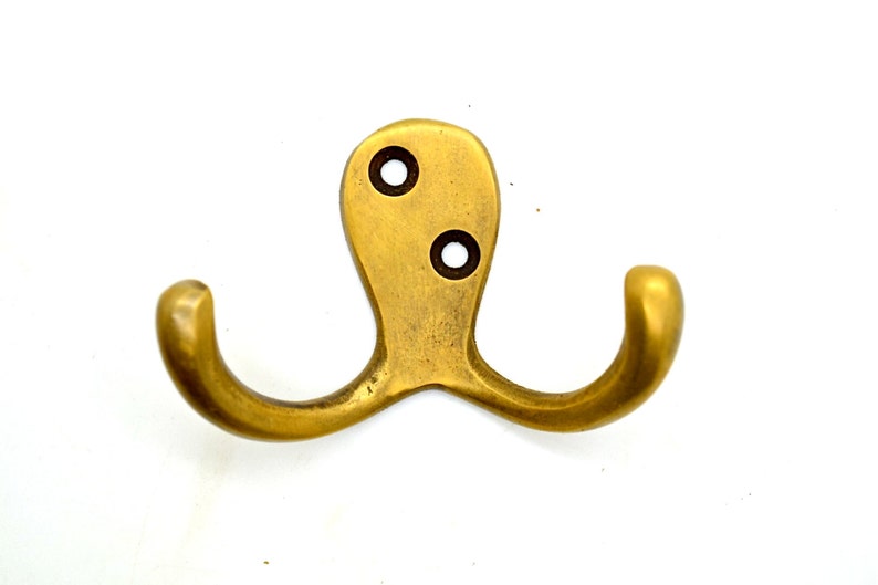 Solid brass wall hooks. Ideal for small spaces to hang coats, clothes and towels. Supplied with fixings. Great bathroom decor hooks image 5