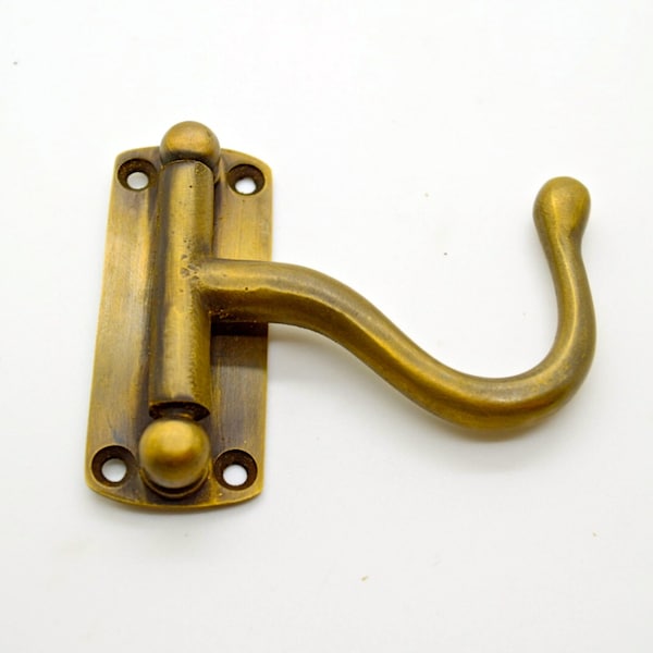 1 x Brass coat hooks,FOLDING wall hook.handles and pulls.bathroom hooks.Brass hooks,vintage decor ideas.Stocking fillers. curtain boat hook.