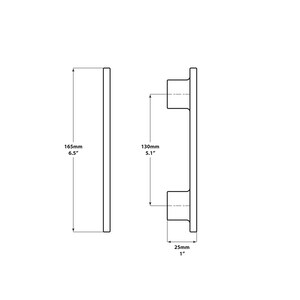 May include: A black metal cabinet pull with a rectangular shape and a 6.5 inch length. The pull has a 5.1 inch height and a 1 inch width.