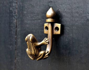 Frog  coat hooks.  Wall door hooks. childrens bedroom,  bathroom towel hook, brass decor, Ideal for coat racks and children bedroom decor