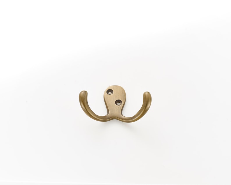 Solid brass wall hooks. Ideal for small spaces to hang coats, clothes and towels. Supplied with fixings. Great bathroom decor hooks image 3