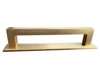 Solid brass square handles with backplate - 6"