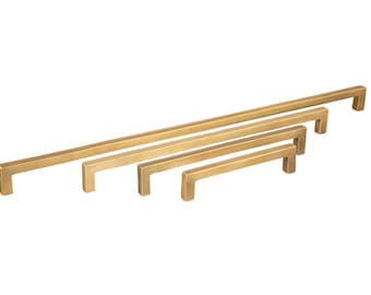 Straight flat bar solid brass handles - 6 Sizes & 3 Finishes