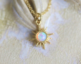 Gold Opal Star Necklace