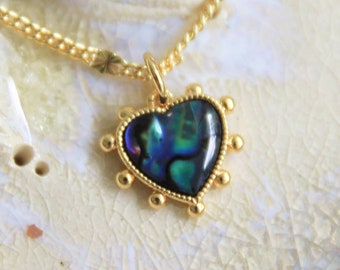 Gold Paua Shell Abalone Necklace