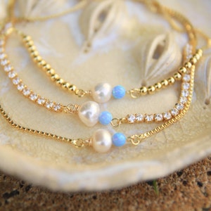 Gold Pearl and Opal Bracelet