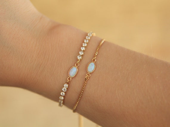 Gold opal bracelet deals