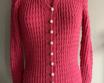 Vintage 1940s Hand Knit Wool Cardigan | Zip Front Sweater Vintage 1940s Hand Knit Wool Cardigan | Zip Front Sweater