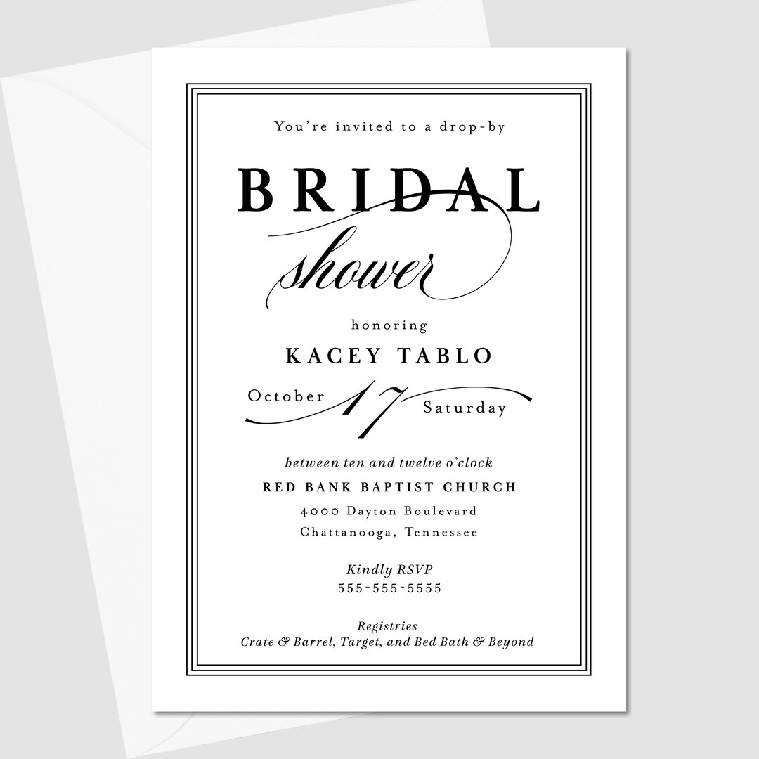 PRINTED Simple Bridal Shower Invitation Etsy