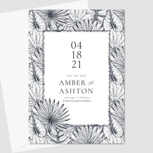 PRINTED Modern Palm Save the Date