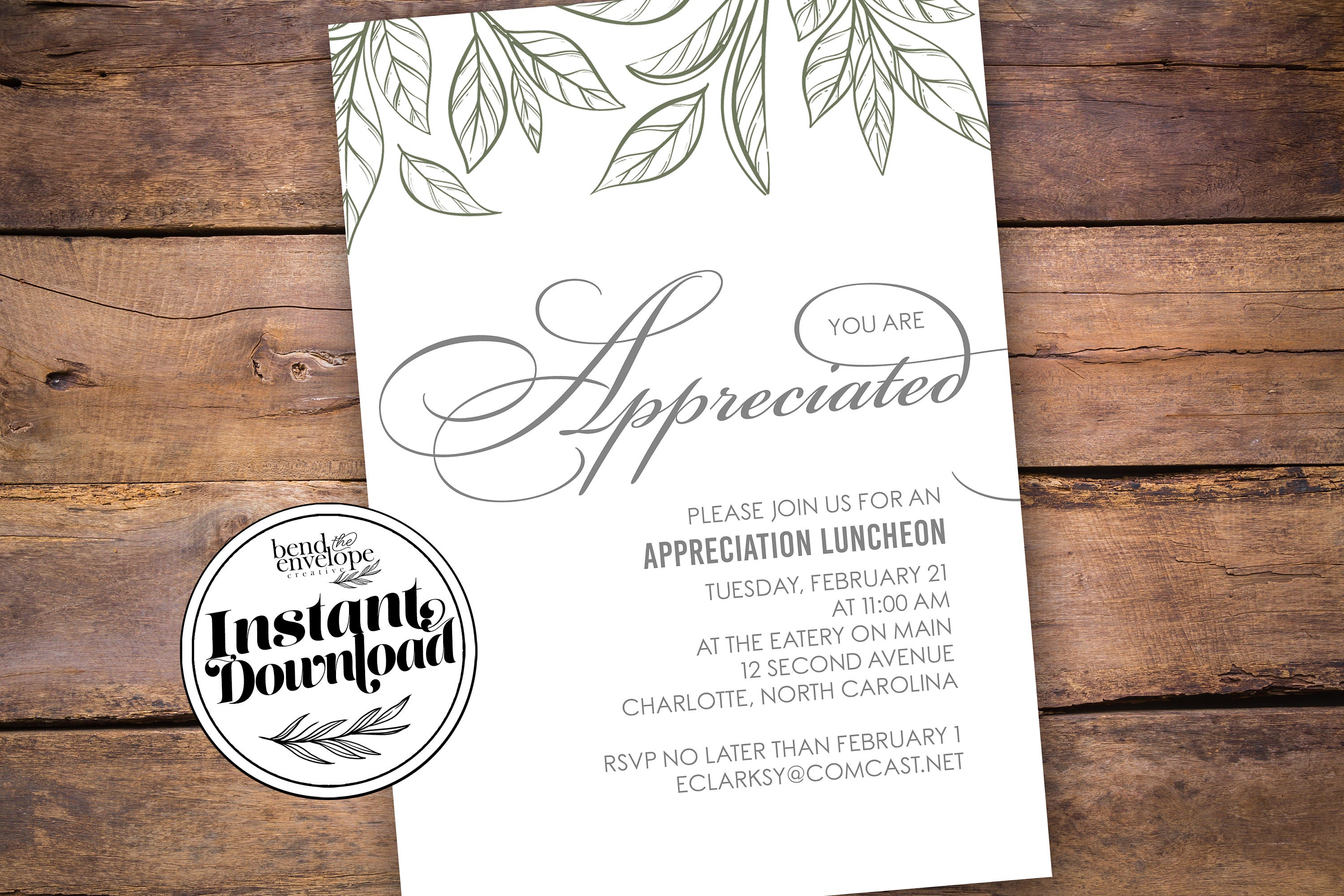 Appreciation Luncheon Invitation Editable Etsy