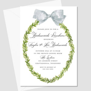 PRINTED Bridesmaids&#39; Luncheon Watercolor Wreath + Bow