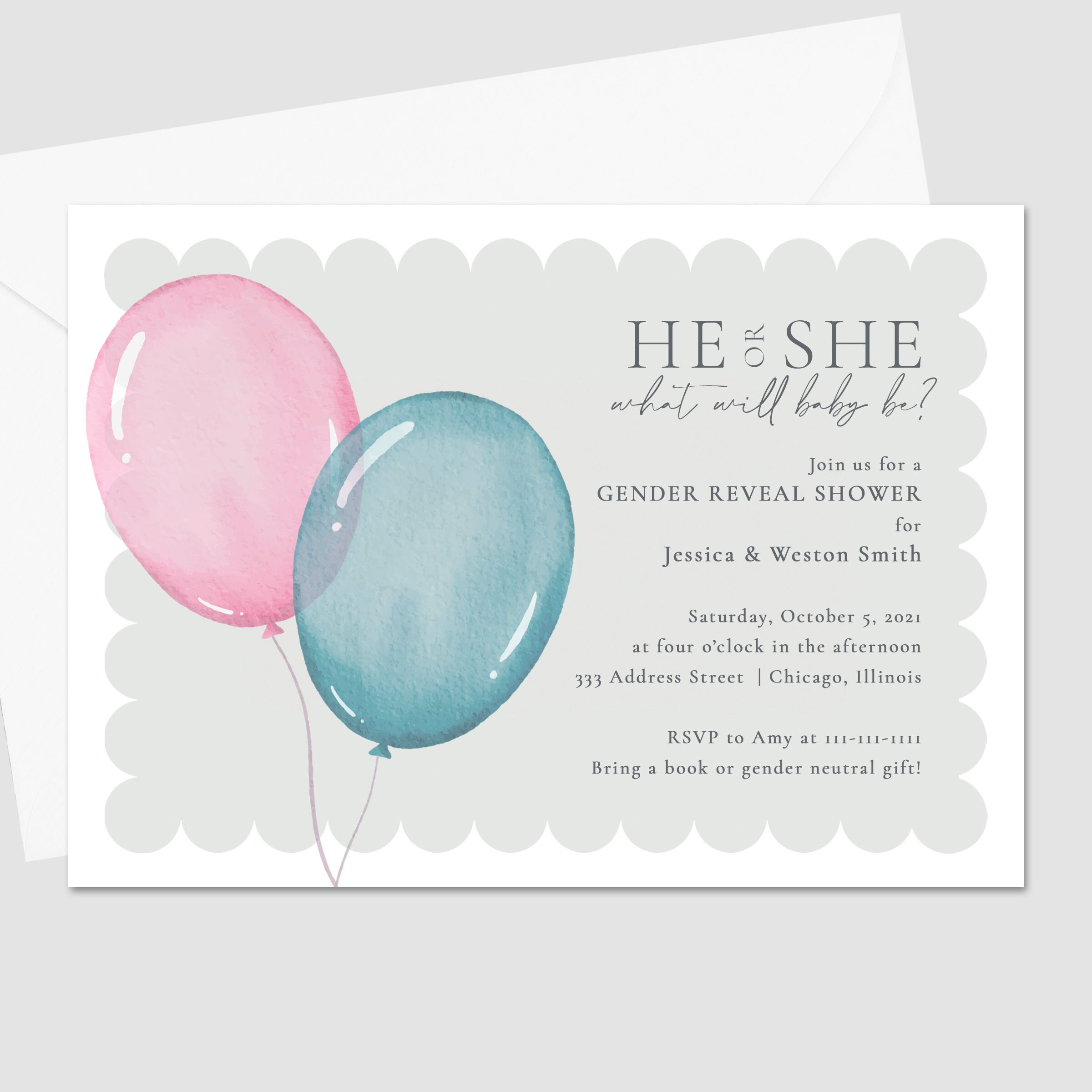 IMPRIMÉ Rose ou Bleu Ballon Gender Reveal Invitation Etsy France