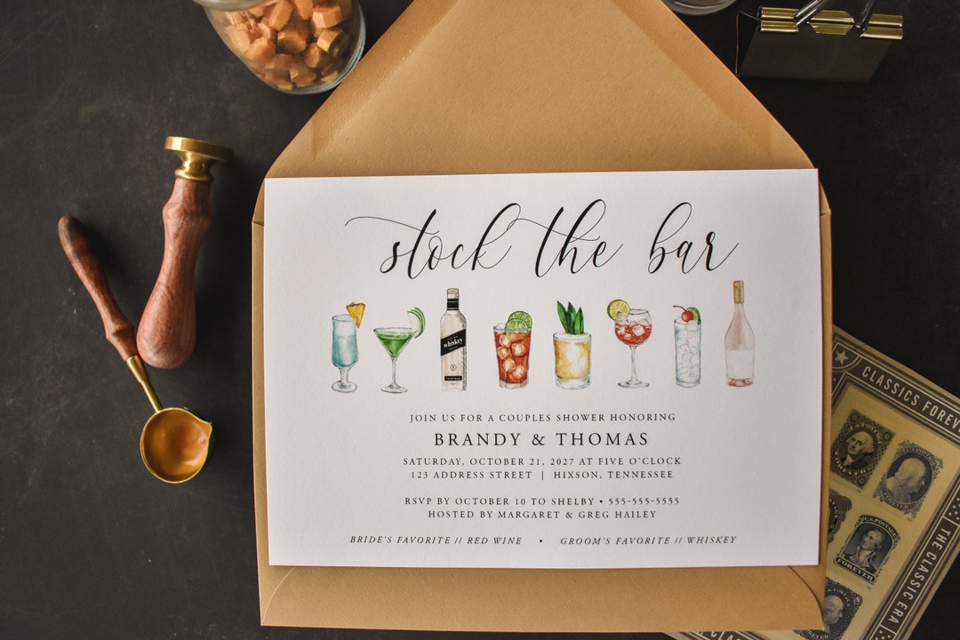PRINTED Stock the Bar Housewarming Party Invitation Etsy