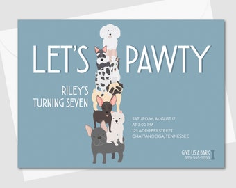 DIGITAL Lets Pawty Birthday Party Invitation