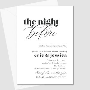 PRINTED The Night Before I Do Rehearsal Dinner Invitation