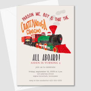 PRINTED Chattanooga Choo Choo Birthday Invitation
