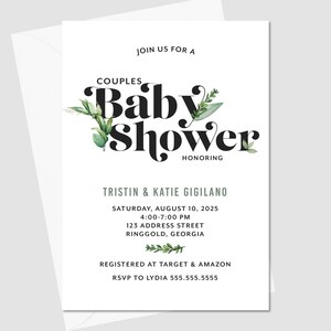 PRINTED Green & New Baby Shower Invitation