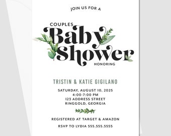 DIGITAL Green & New Baby Shower Invitation
