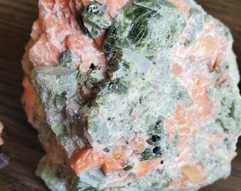 Orange Calcite & Green Diopside (Fluorescent UV)| Byram Quarry, NJ