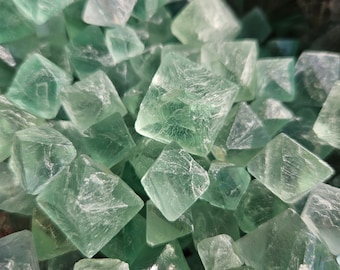Lot of 12 All Natural Green Fluorite Octahedrons