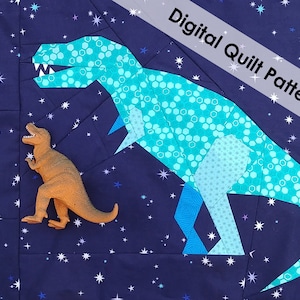 T-Rex Foundation Paper Piecing Pattern, FPP Pattern, Quilt Pattern, Dinosaur Quilt, Tyrannosaurus Rex