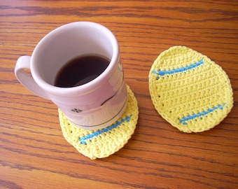 Set of 2 Easter Egg Crochet Cotton Coasters - Seasonal