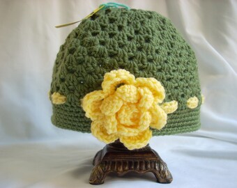 Women's Adult Spring Flower Crochet Dress Hat