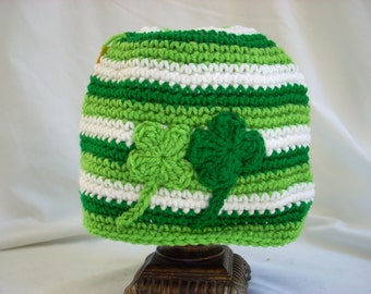 Child Striped St. Patrick's Day Four Leaf Clover Hat, Matching Fashion Accessories - Seasonal
