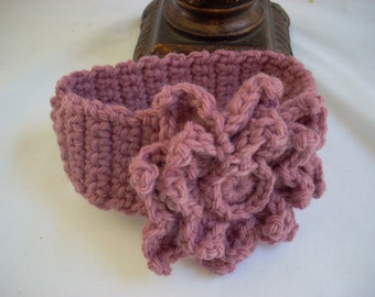 Newborn Pink Flower Crochet Headband, Knit Ear Warmer, LiLphanie's Line