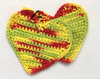 Valentine's Day Heart Cotton Crochet Drink Coasters Set of 2 - Seasonal Home Decor, LiLphanie's Line