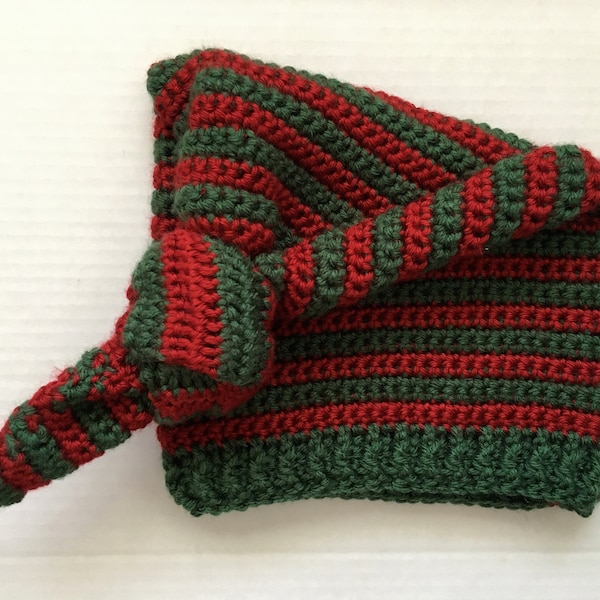 Toddler Knotted Elf Hat, Holiday Striped Knit Winter Hat