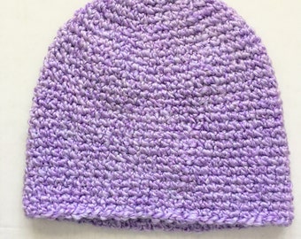 Child Purple Fuzzy Winter Knit Hat