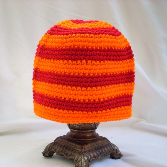 Bright Toddler Boy Winter Crochet Hat, Orange and Red  display picture 1