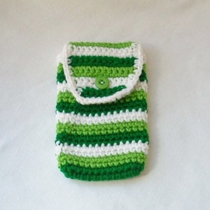 Striped Cell Phone Case 3 1/2&quot; x 5 1/2&quot;, Crochet Organizer Pouch, Matching Gift Accessories