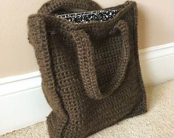 Small Totebag, Brown Knit Journal Bag