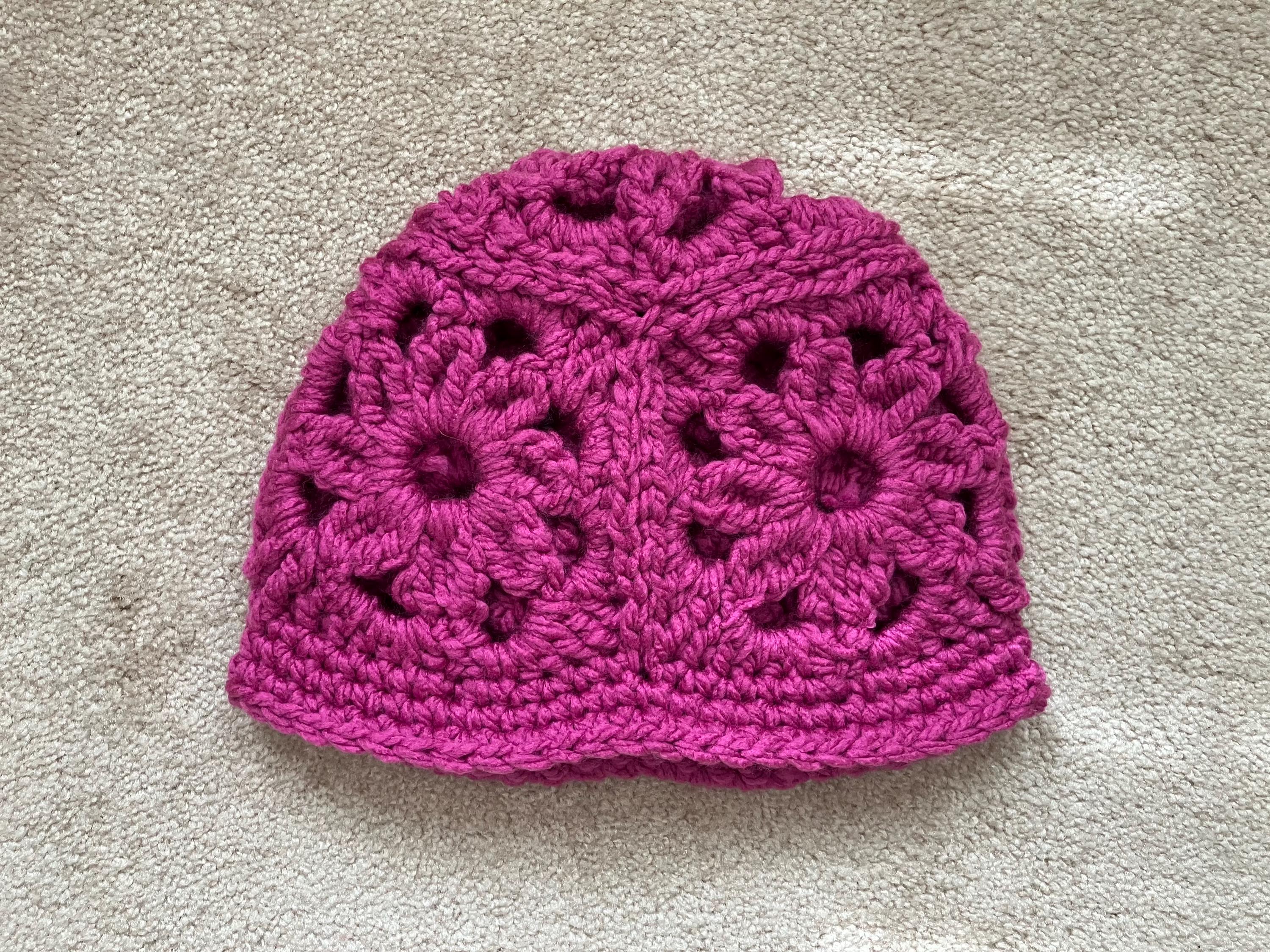 Women’s Flower Cloche, Chunky Adult Beanie