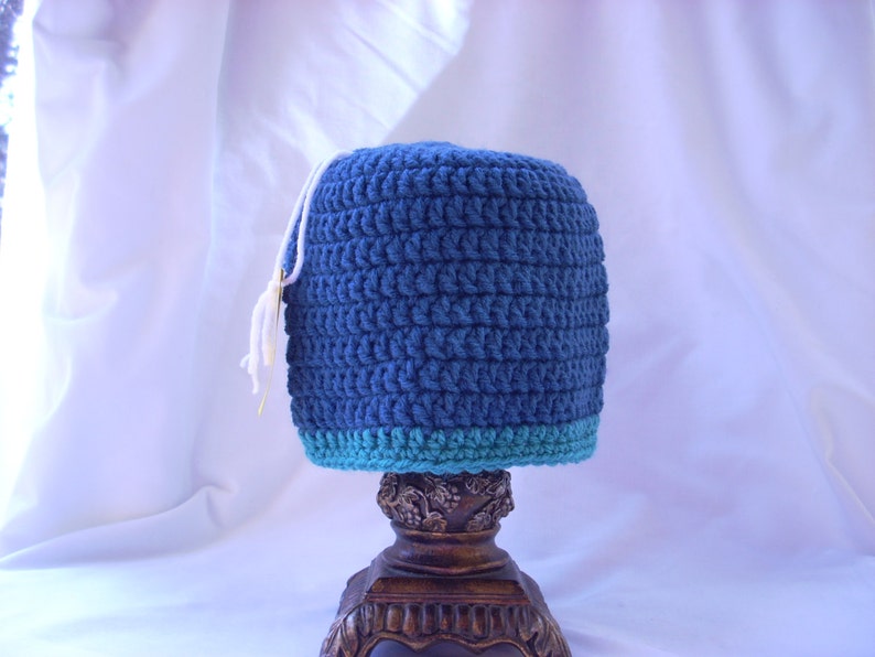 Blue Baby Boy Crochet Winter Hat Two Colored Beanie