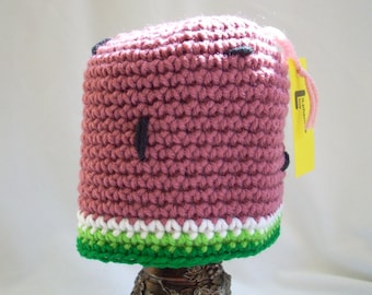 Baby Girl's Watermelon Crochet Winter Hat, Summer Fruit Food Knit Beanie