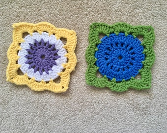 Drink Coasters, Set of Two Cotton Yarn Scrap Coasters