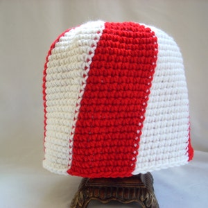 Candy Cane Crochet Christmas Hat, Red Peppermint Swirl Stick Beanie, Team Spirit Hat - Seasonal