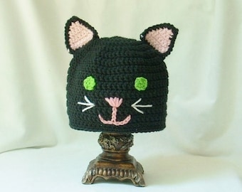 Crochet Black Cat Hat: Knit Halloween Costume