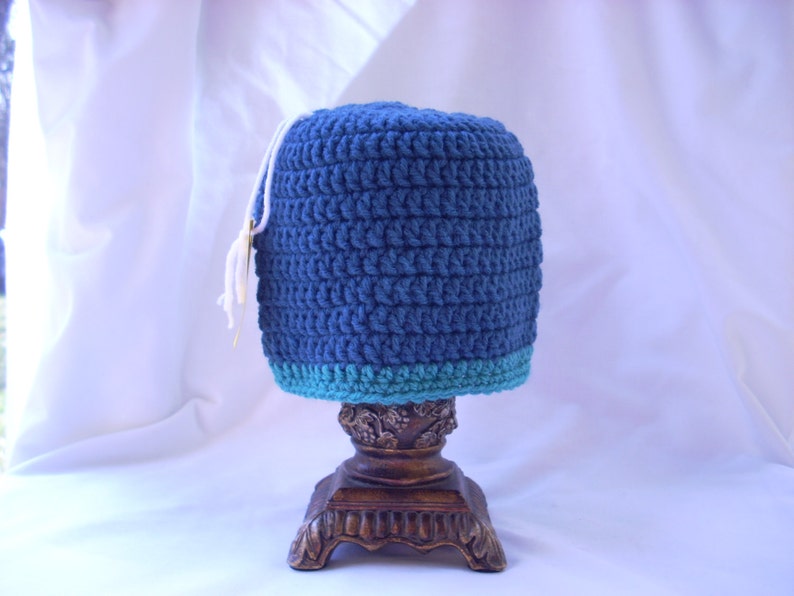 Blue Baby Boy Crochet Winter Hat Two Colored Beanie