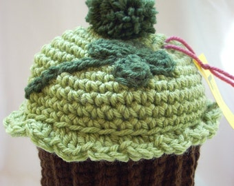 St. Patrick's Day Crochet Cupcake March Birthday Party Hat, Warm Winter Knit Hat - Seasonal