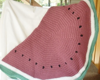 Watermelon Crochet Blanket, Fruit Food Throw, Watermelon Decor
