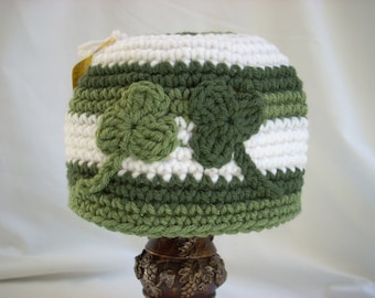 St. Patrick's Day Irish Shamrock Applique Knit Beanie, Warm Winter Hat  - Seasonal