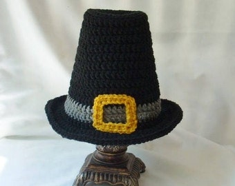 Crochet Pilgrim Hat: Thanksgiving Costume, Fall Photo Prop